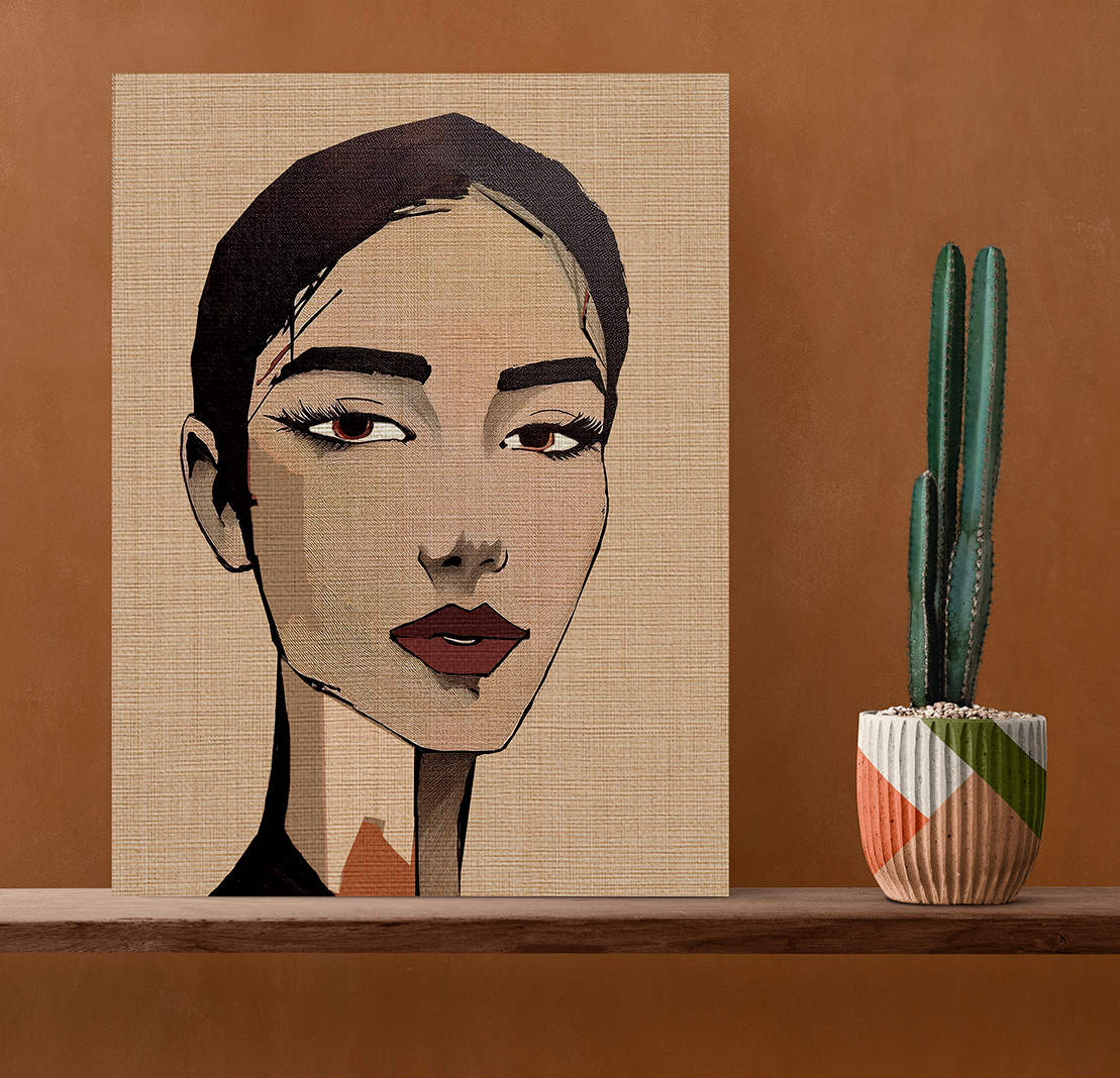 Abstract Woman Portrait Short Hair Don't Care Art Print - Matte Canvas, Stretched, 1.25"