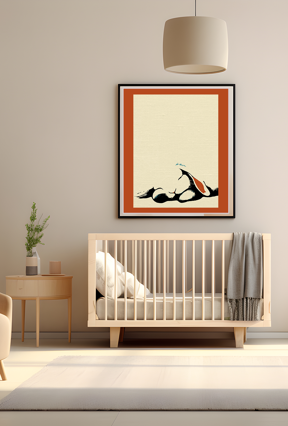 Midwest Modern Sleeping Bunny Rabbit Print - Matte Canvas, Stretched, 1.25" -  home decor, wall art, nature, bunny, rabbit, nap, sleep