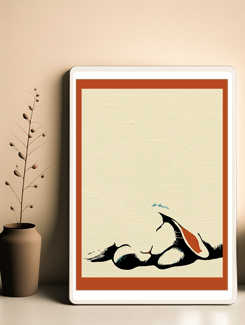 Midwest Modern Sleeping Bunny Rabbit Print - Matte Canvas, Stretched, 1.25" -  home decor, wall art, nature, bunny, rabbit, nap, sleep