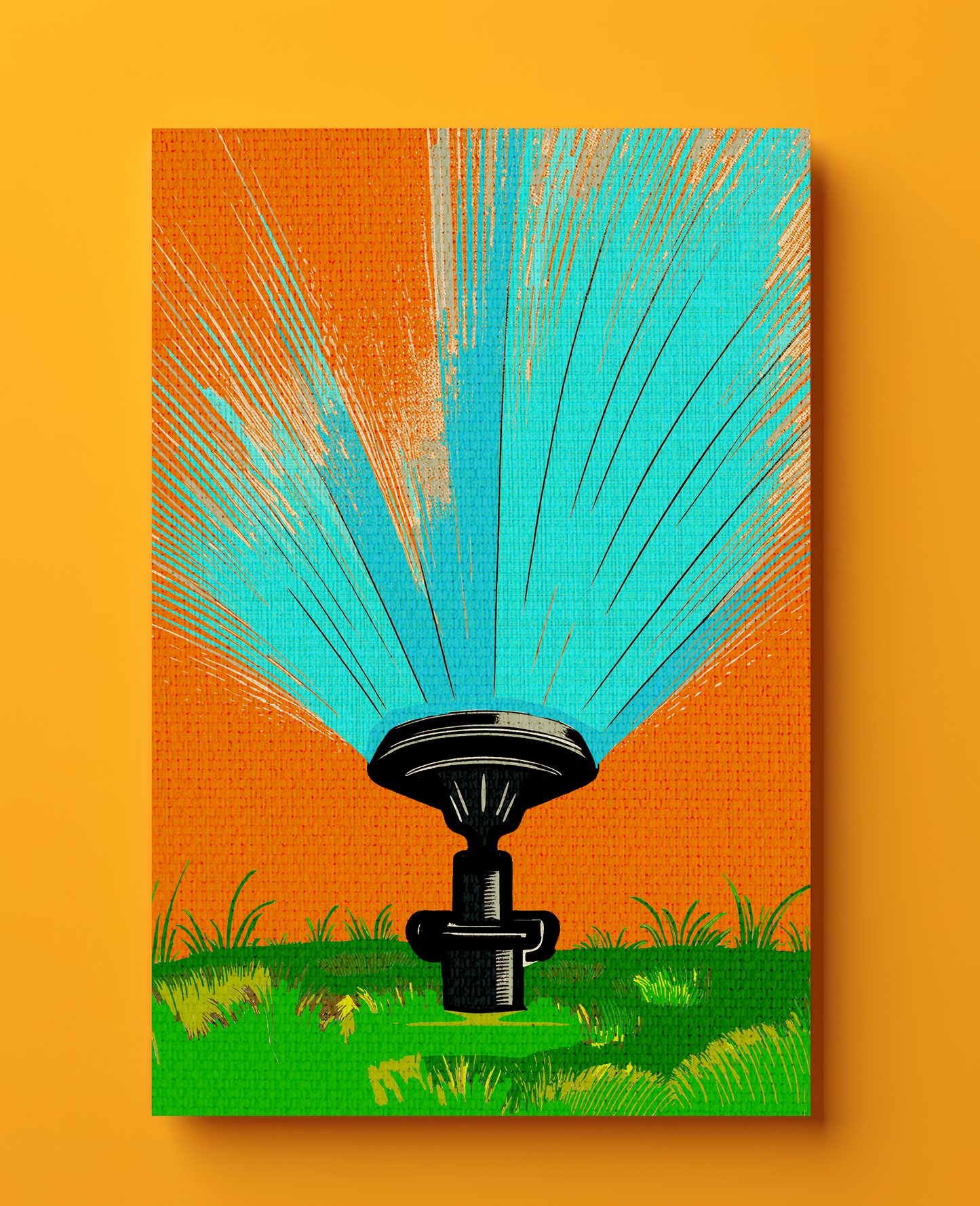 Midwest Modern Summer Sprinkler Pop Art Print - Matte Canvas, Stretched, 1.25"