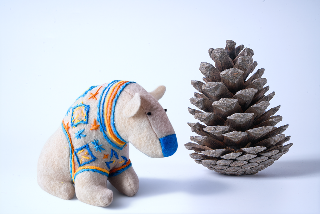 Robin - Winter Sweater Bear - Seasonal Sidekick — One-of-a-Kind Soft Art Sculpture