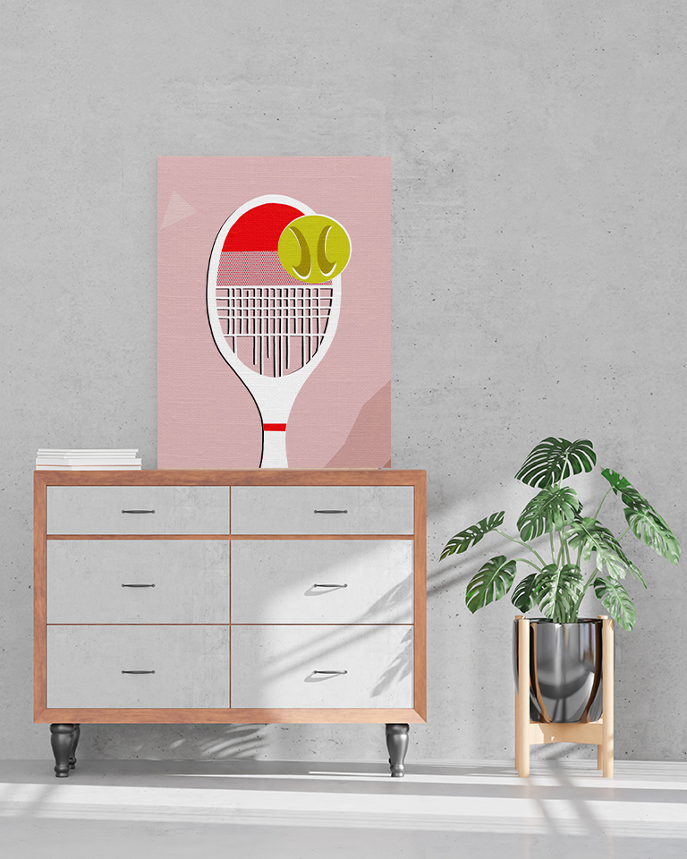 Midwest Modern Abstract Pop Tennis Print - Matte Canvas, Stretched, 1.25" -  home decor, wall art, tennis, sports