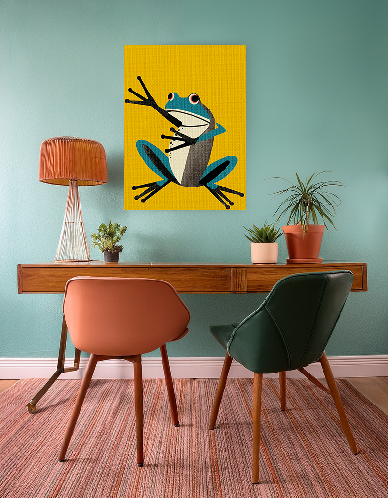 Turquoise Pop Style Frog - Matte Canvas, Stretched, 1.25"