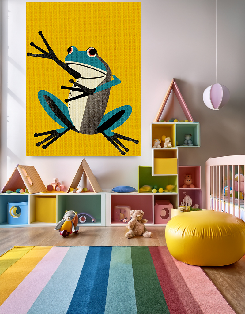 Turquoise Pop Style Frog - Matte Canvas, Stretched, 1.25"