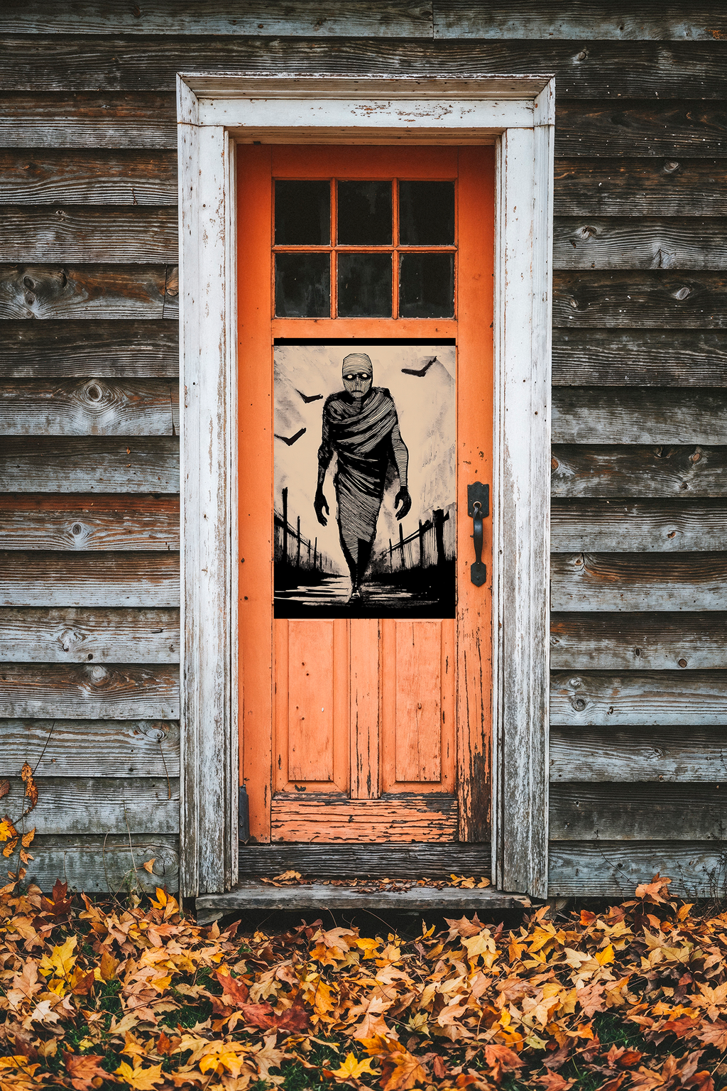 Midwest Mod Walking Mummy Seasonal Silk Poster, Indoor and Outdoor Decor, Seasonal Decor, Halloween, Mummy