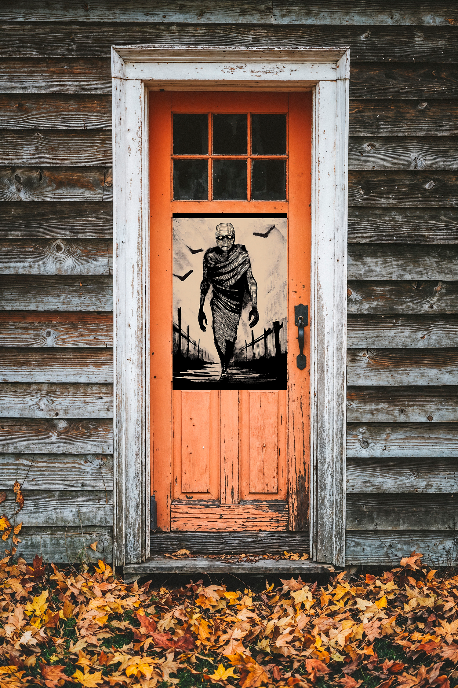 Midwest Mod Walking Mummy Seasonal Silk Poster, Indoor and Outdoor Decor, Seasonal Decor, Halloween, Mummy
