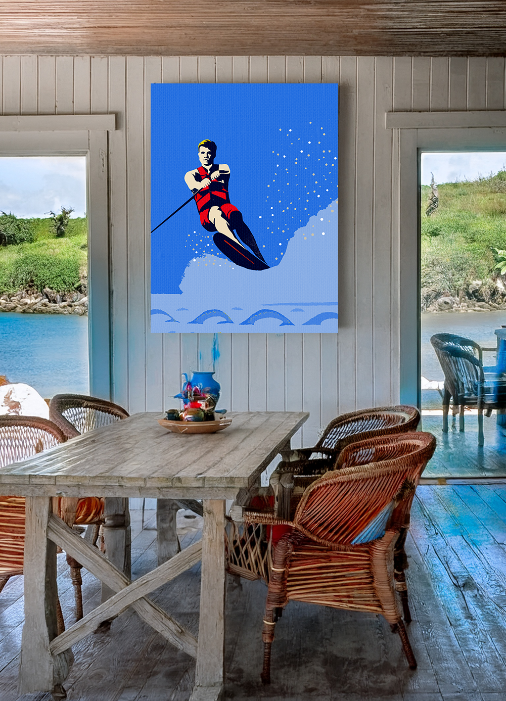 Midwest Modern Outdoor Activity Water Skier Print - Matte Canvas, Stretched, 1.25" -  home decor, wall art, nature, water ski