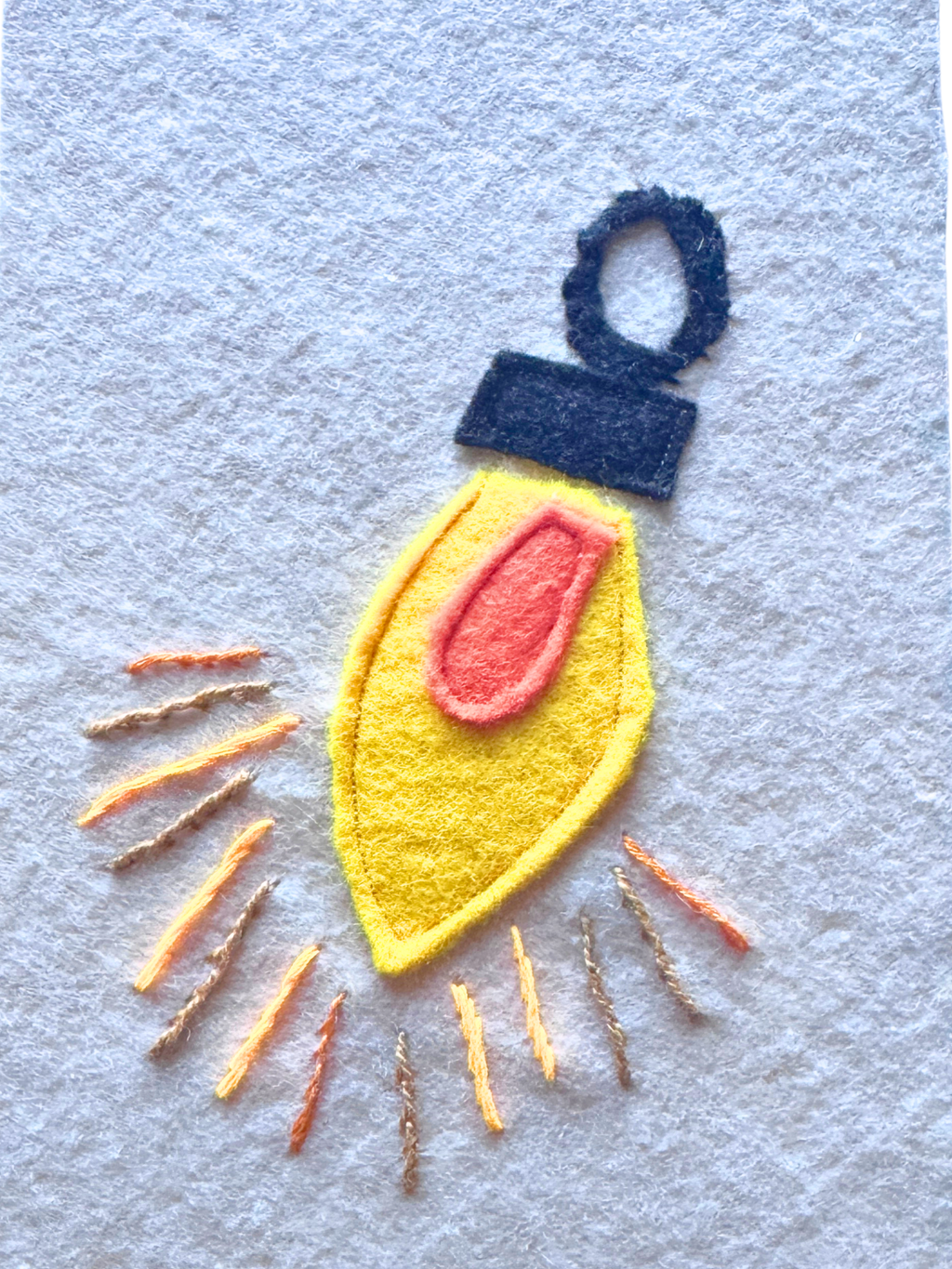 Christmas Bulb in Yellows - One-of-a-Kind Holiday Art Panel