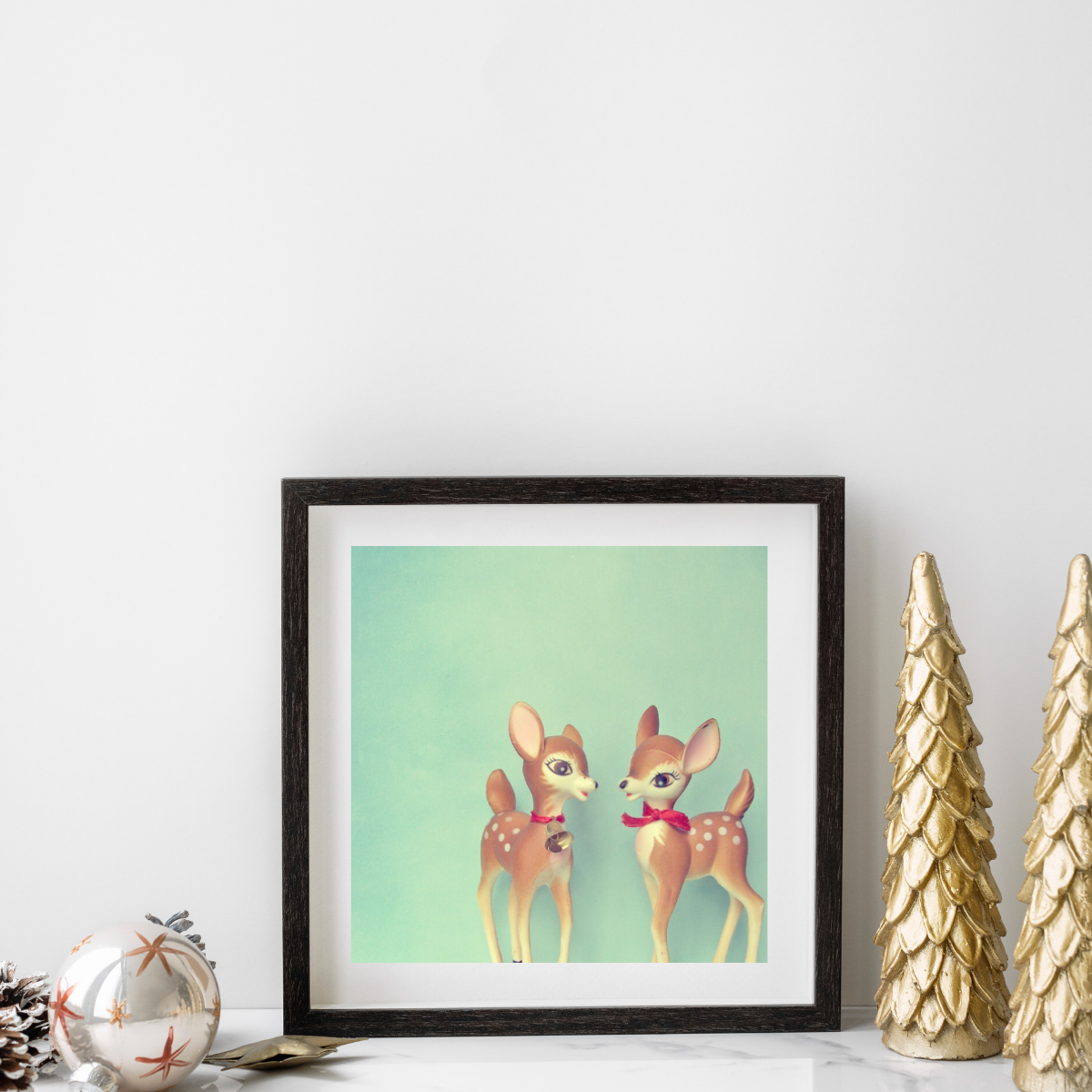 Miniature Holiday Deer Portrait Digital Download Art Print