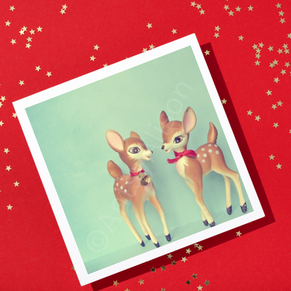 Miniature Holiday Deer Portrait Digital Download Art Print