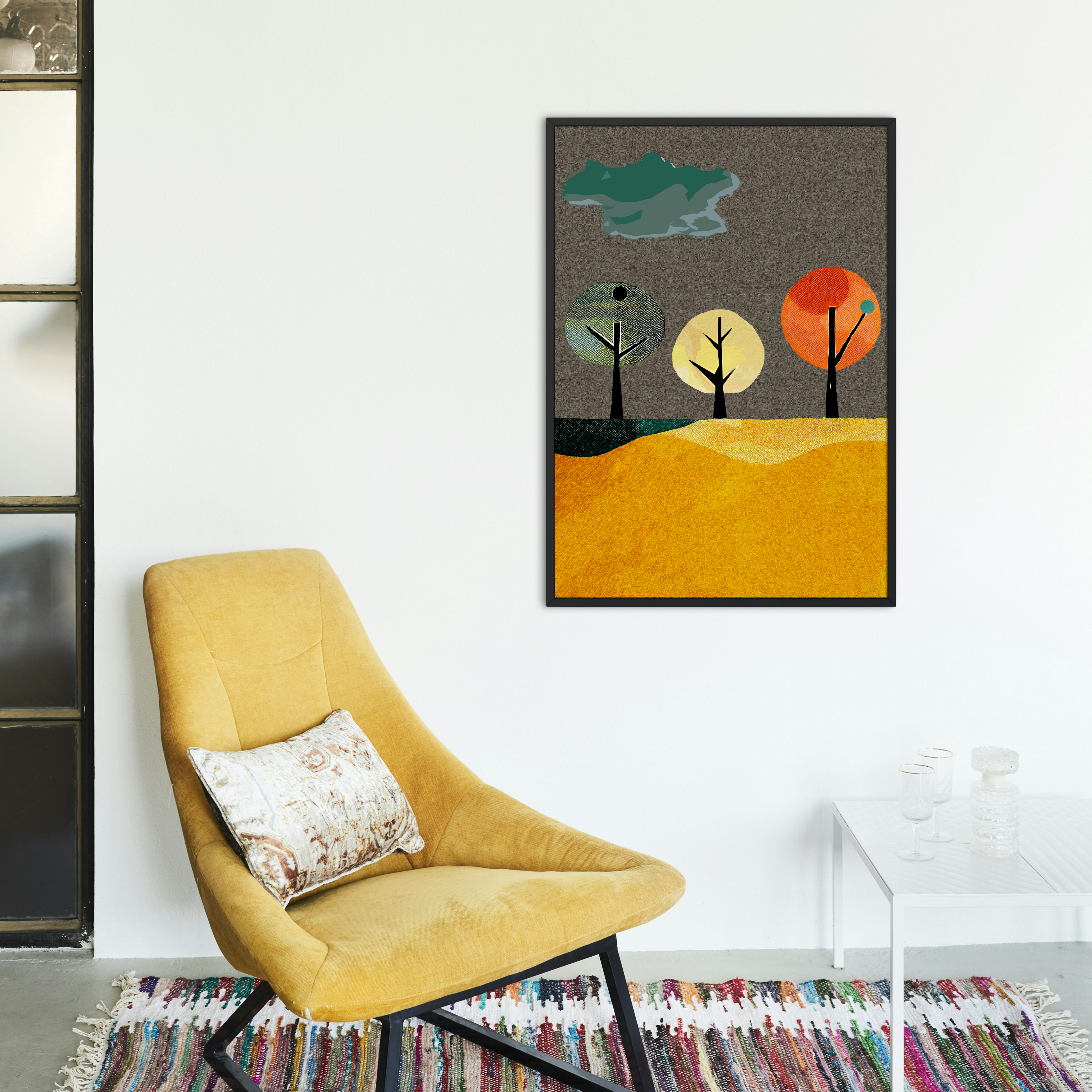 Three Trees Modern Landscape - Matte Canvas, Stretched, 1.25"